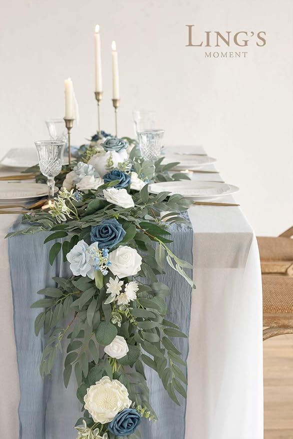 Ling's Moment Flower Garland - 6FT Eucalyptus & Rose - Sweetheart Table Decor - Image 6