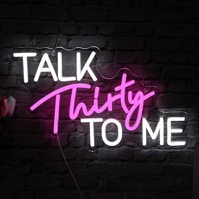 Talk Thirty To Me Neon Sign Dimmable 30th Birthday Neon Light Party Words Neon - Image 2
