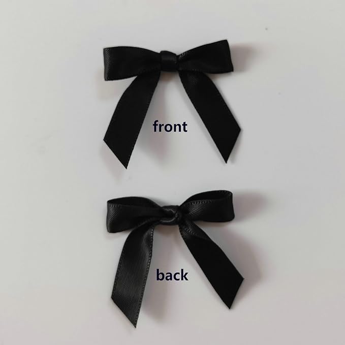 50pcs 1-1/2" Mini Black Satin Ribbon Bows Without Twist Ties - Image 4