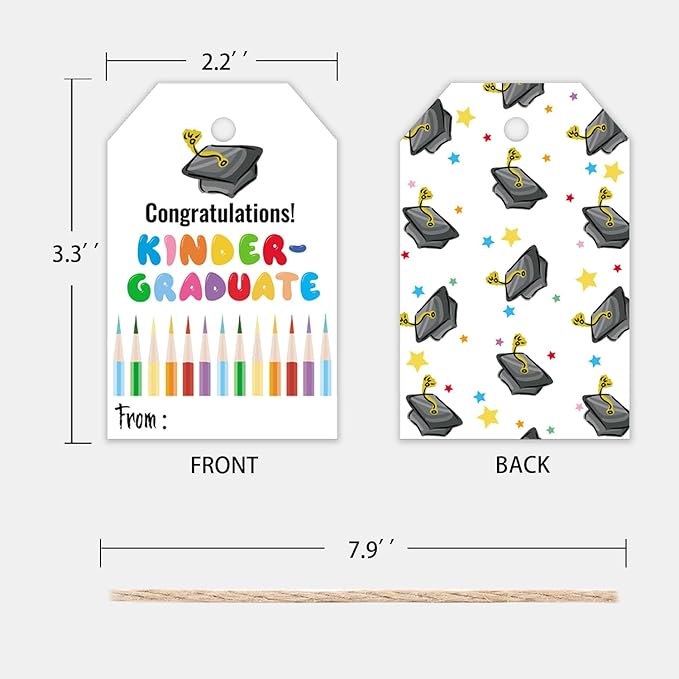 50 Pcs Kindergarten Graduation Gift Tags, Colorful Congratulations Gift Labels - Image 2