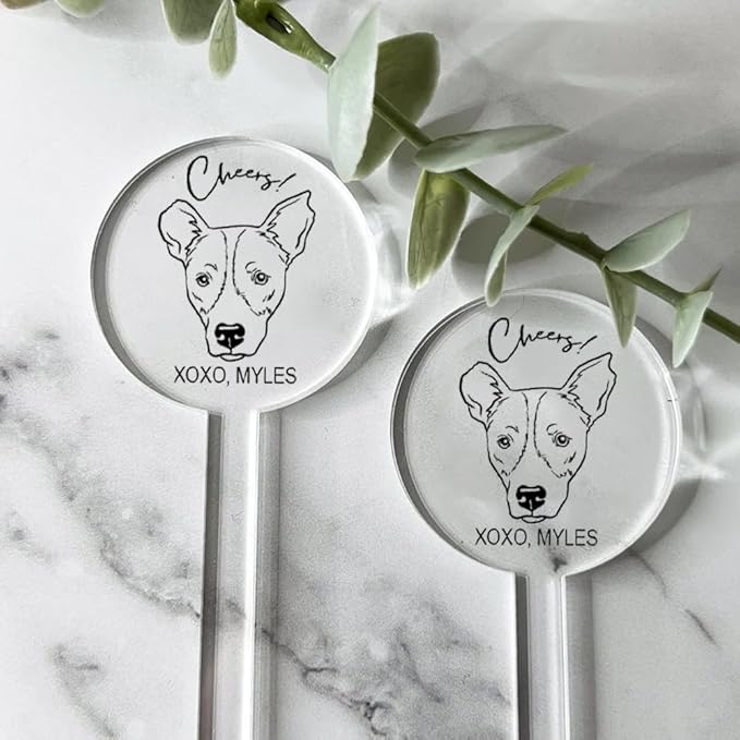 Coolslove Personalized Wedding Dog Stir Sticks, Custom Illustrated Pet Acrylic - Image 2