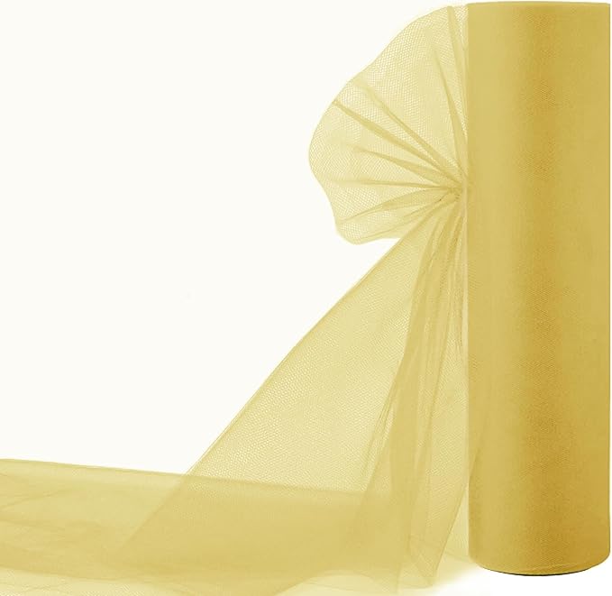 Antique Gold Tulle Fabric Rolls 54 Inch by 20 Yards Tulle Bolt Spool by IONTACH