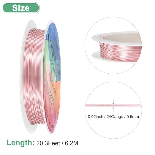 0.5 mm/24 Gauge Copper Wire for Jewelry Making, 20.3FT Copper Beading Craft - Image 3