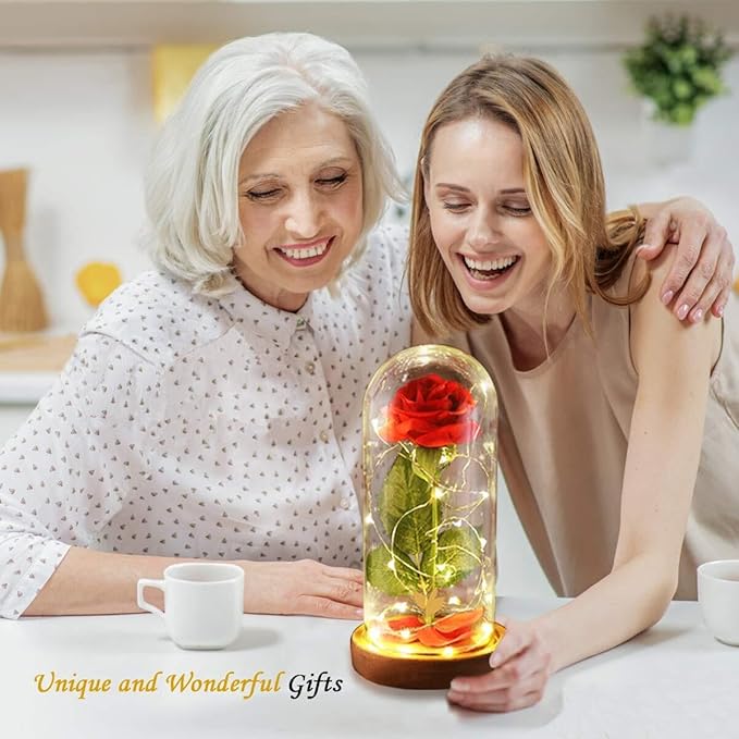 Christmas Day Rose Gifts for Her, Beauty and The Beast Rose in Glass Dome Lasts - Image 6