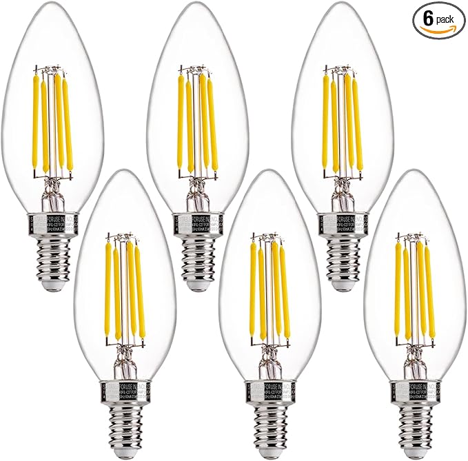 FLSNT 5000K Daylight B10 Dimmable 4W LED E12 Candelabra Bulbs, 40W Equivalent by FLSNT