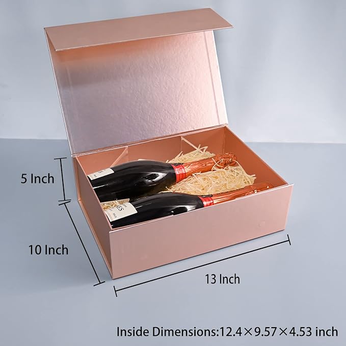 LIFELUM Large Gift Box 2 Pack 13.85 x 8.35 x 4.45 Rose Gold Gift Box - Image 2