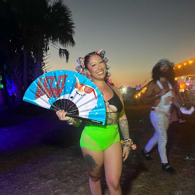 Kandies World UV Reactive Custom Festival Folding Hand Fan - Image 7
