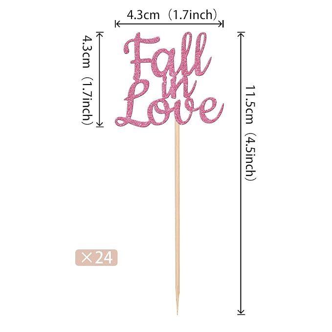 24 PCS Fall in Love Cupcake Toppers Glitter Fall Theme Party Cupcake Picks - Image 2