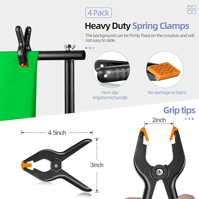 EMART Photo Video Studio Backdrop Stand Kit, 8.5x10ft Adjustable Photography - Image 4