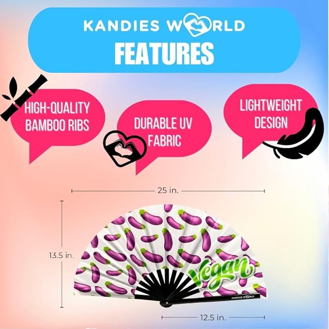 Kandies World UV Reactive Custom Festival Folding Hand Fan - Image 2