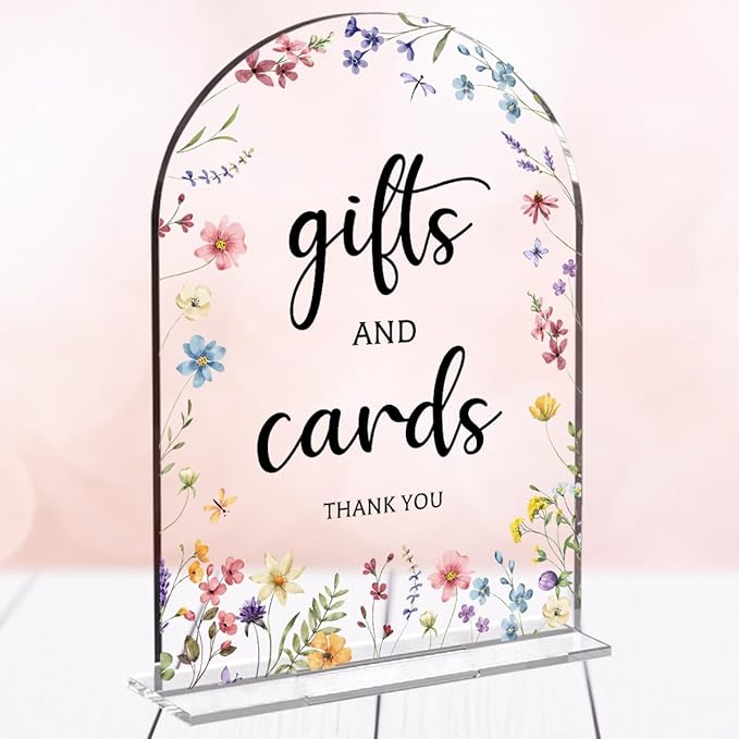 Cards And Gifts Sign, Arch Acrylic Wedding Sign, 5x7 Inch, Wedding Sign by Unknown