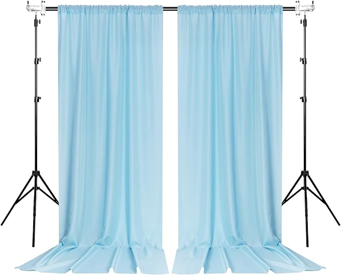 MYSKY HOME 10ft x 8ft Light Blue Backdrop Curtains - Image 8