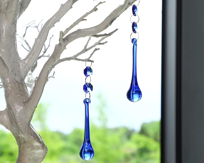 H&D 10pcs Suncatcher Crystal Raindrop Chandelier Prisms Pendants, Glass Prisms - Image 2
