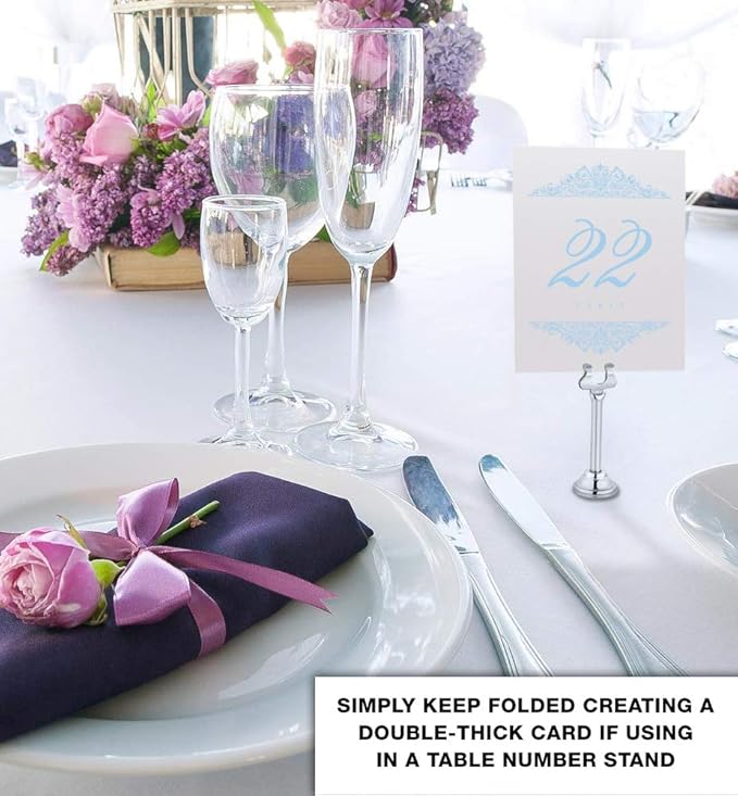 Paisley Wedding Table Numbers, Light Blue, Double Sided, Tent or Use in a Stand - Image 3