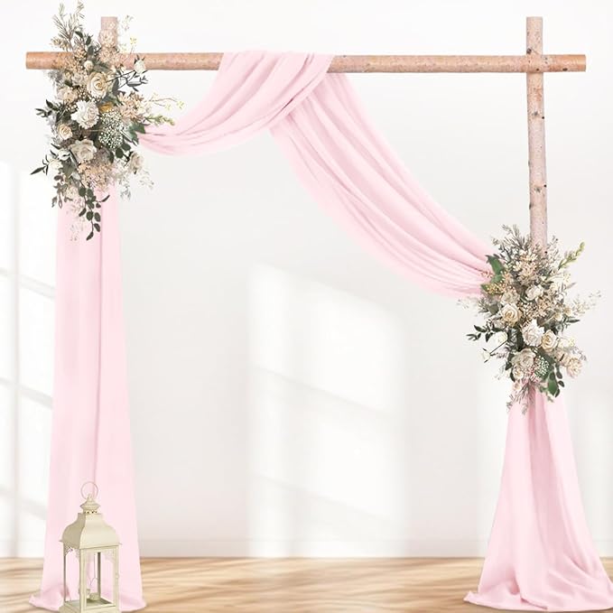 Blush Pink Wedding Arch Draping Fabric 1 Panel 29" × 20FT Sheer Drapes Outdoor - Image 2