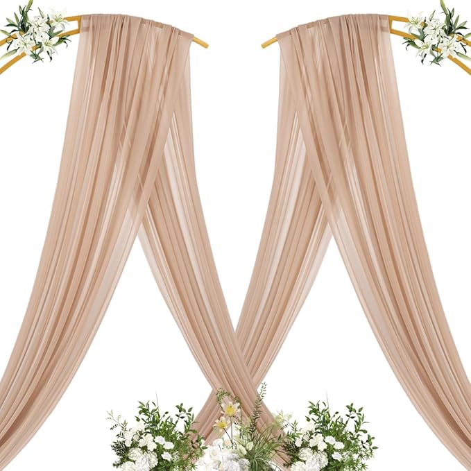 MLMC Nude Wedding Arch Draping Fabric 4 Panels 29" x 20 FT Extra Long Gauze - Image 4