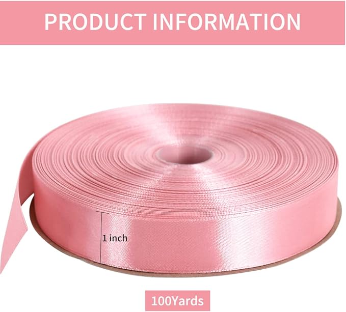 TONIFUL 1 Inch x 100yds Rose Gold Satin Ribbon, Thin Solid Color Satin Ribbon - Image 2