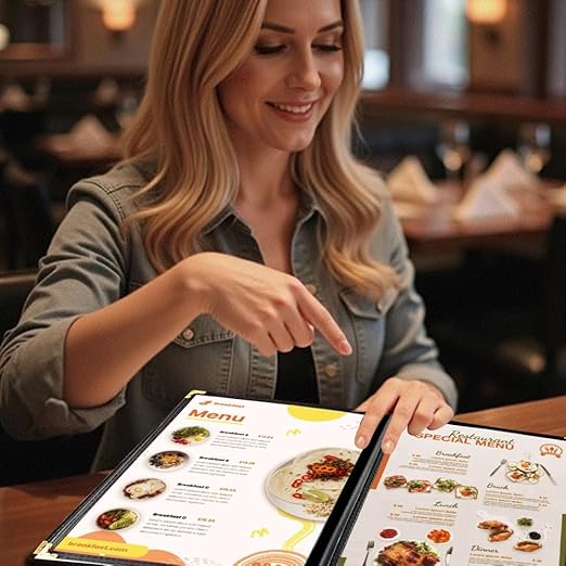 Goodsmart Restaurant Menu Covers – 25 Pack Black 6-View Booklet 8.5" x 14" - Image 2