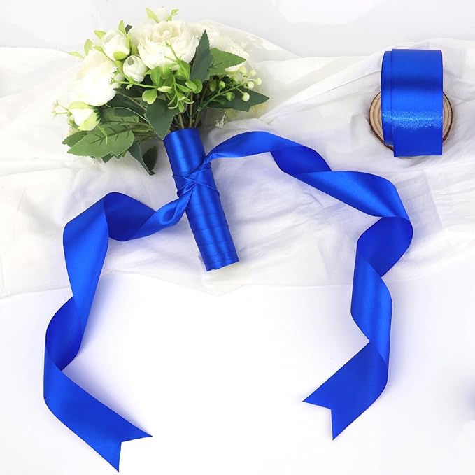 Blue Solid Satin Ribbon 2 Inch 25 Yards Solid Polyester Fabric Ribbon - Image 5