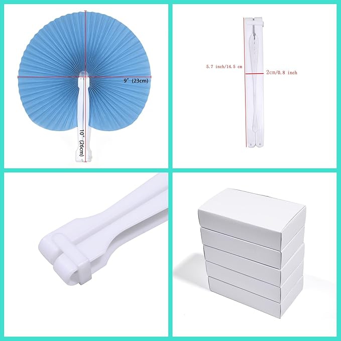 12 Packs Decorative Paper Folding Hand Fans Handheld - Image 2