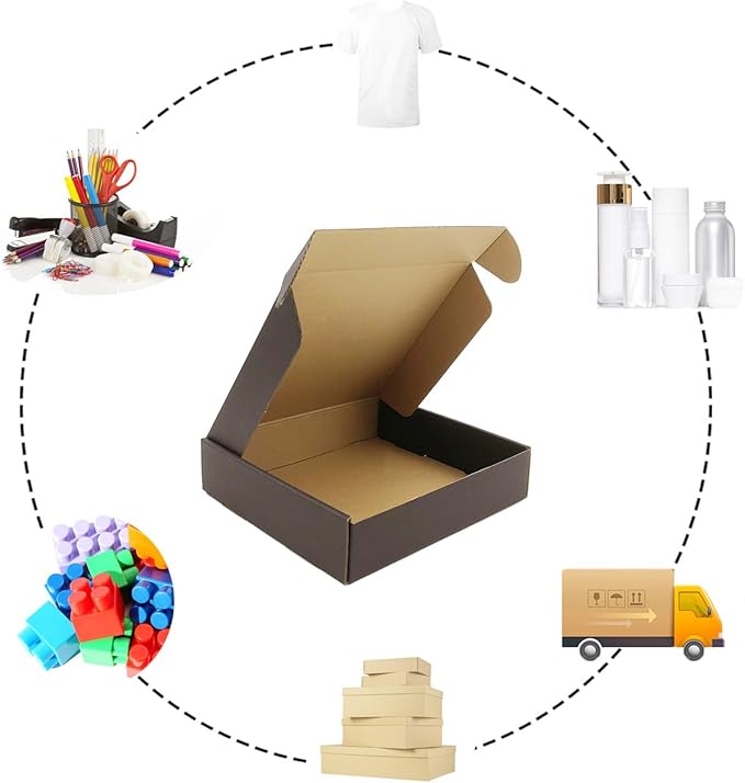 24 Pack 9x8x2 Inches Black Shipping Boxes，3 Layers Corrugated Cardboard Box - Image 2