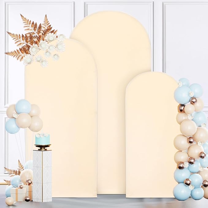 MODFUNS Metal Arch Backdrop Stand and Cover Set 4&5&6ft Beige Wedding Arch - Image 6