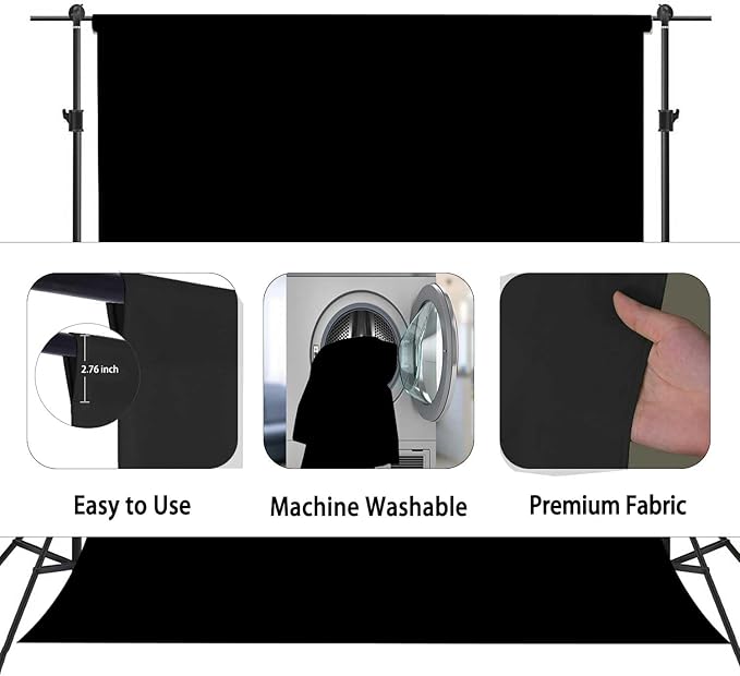 Black Photo Backdrop for Photoshoot, Photo Backdrop Curtain - Image 6