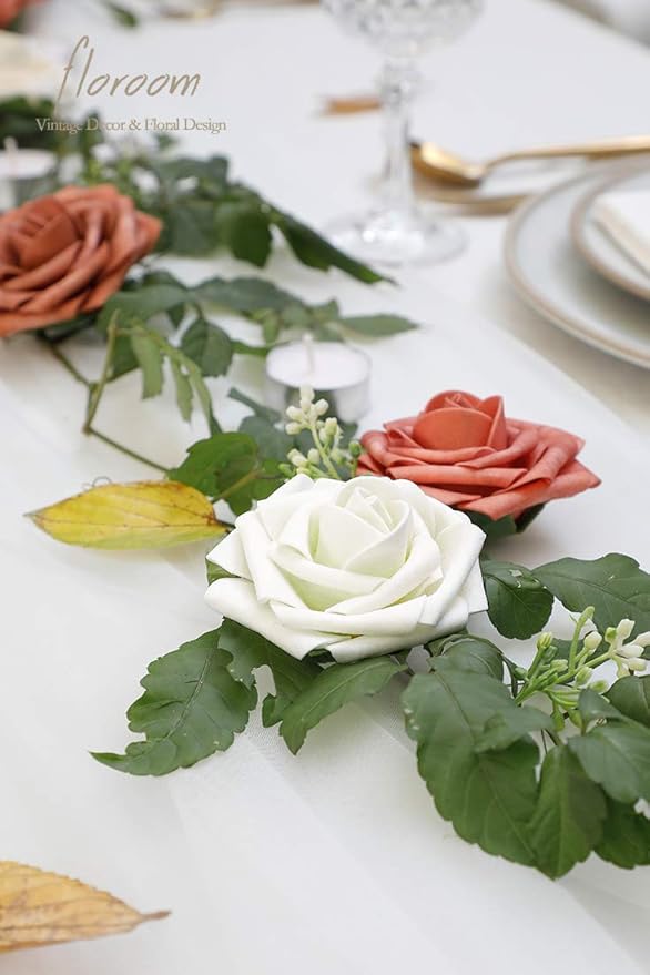Floroom Artificial Flowers 50pcs Real Looking Ivory Foam Fake Roses - Image 4