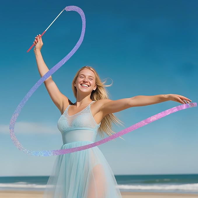 16 Pcs Sparkling Dance Ribbon for Kids Rhythmic Gymnastics Birthday Party - Image 5