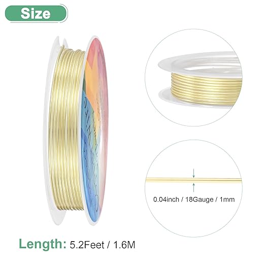 1 mm/18 Gauge Copper Wire for Jewelry Making, 5.2FT Copper Beading Craft Wire - Image 3
