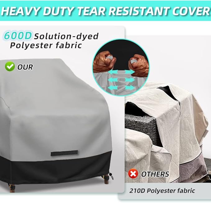 Patio Swivel Chair Cover Waterproof 2 Pack, 600D Heavy Duty Outdoor Furniture - Image 3
