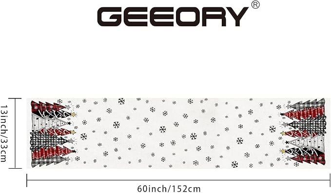 GEEORY Christmas Table Runner 13x60 Inch, Xmas Tees Snowflakes Holiday - Image 2