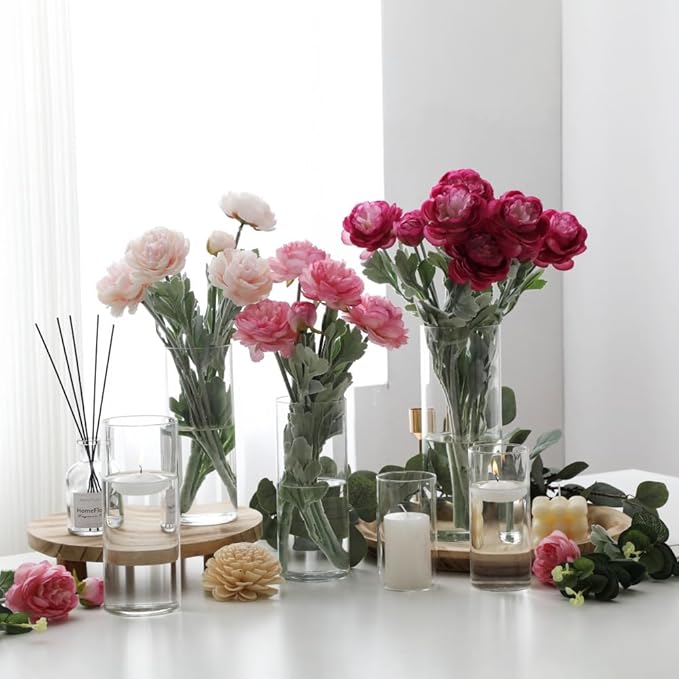 Set of 12 Pcs Glass Cylinder Vases - Image 8