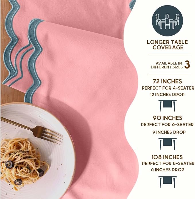 Folkulture Table Runner | Table Runners 90 inches Long | Scallop Table Runner - Image 7