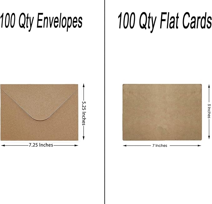 100 Qty 5.25 x 7.25 inches Printable A7 Invitation Envelopes & 100 Qty Flat - Image 2