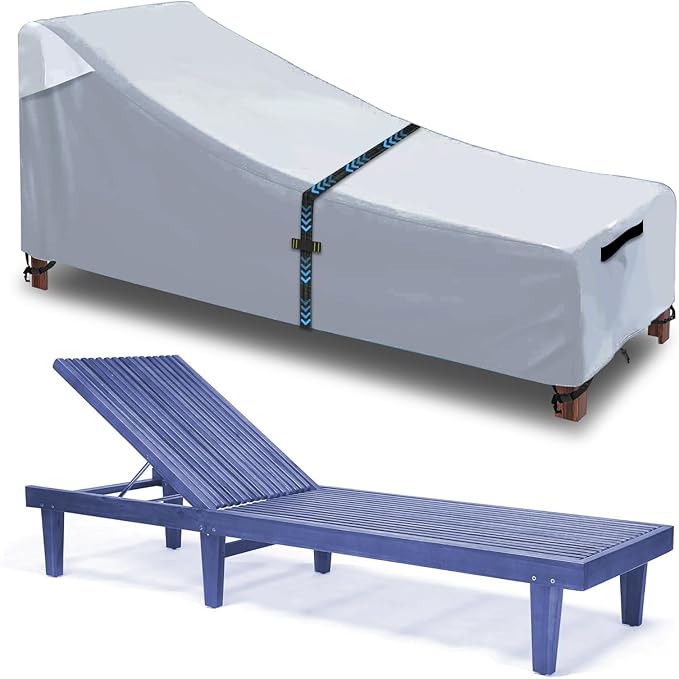 Patio Chaise Lounge Cover with Handles, Outdoor Lounge Chair Cover Waterproof by zenicham