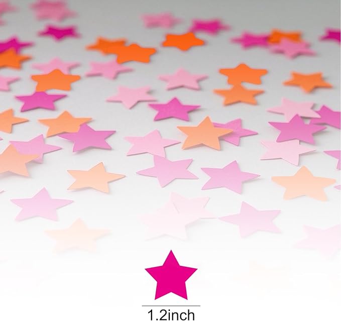 Hot Pink Orange and Pink Star Confetti - Image 2