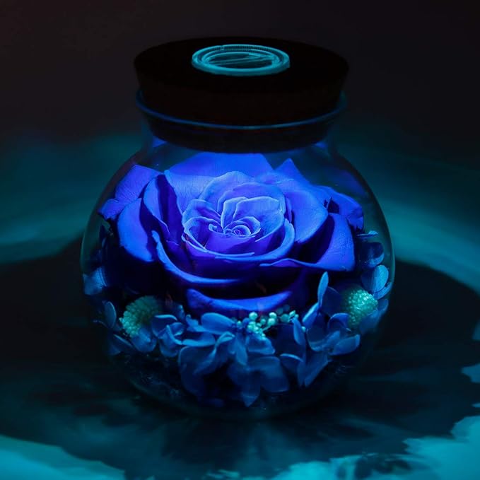 Preserved Real Roses with Colorful Mood Light Wishing Bottle, Eternal - Image 6
