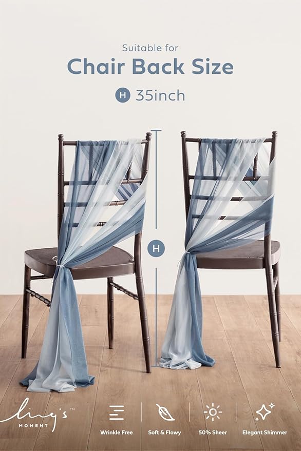 Ling's moment Wedding Chair Sashes Cover Aisle Decorations Draping Fabric - Image 6