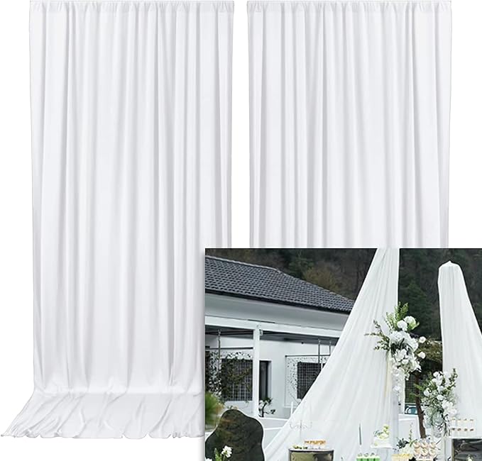 White Backdrop Curtains Wedding Background Drapes White Drapes by TOAOFY