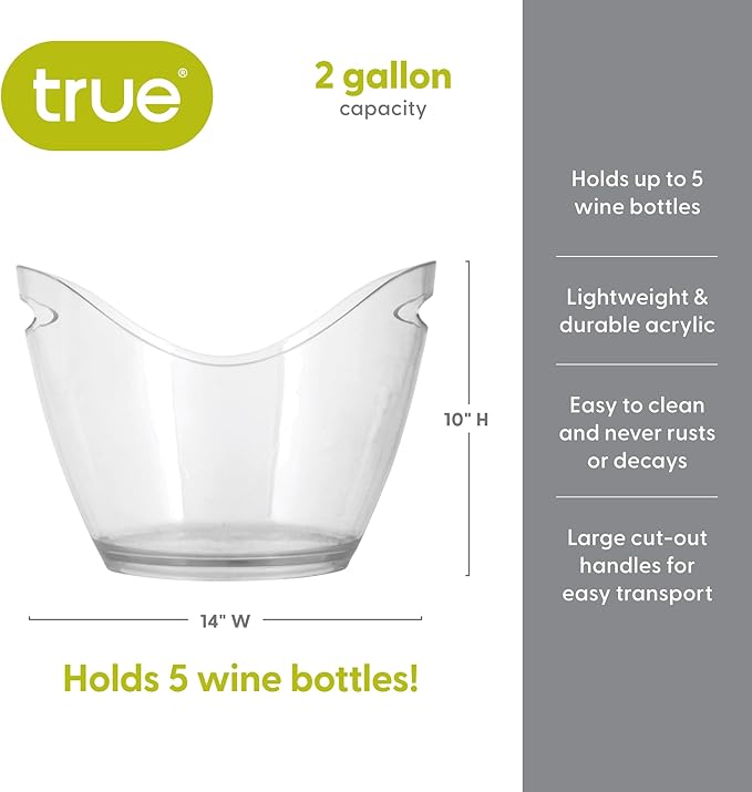 True Chill Acrylic Ice Buckets for Parties and Drinks, 2.11 Gallons Wine Beer - Image 3
