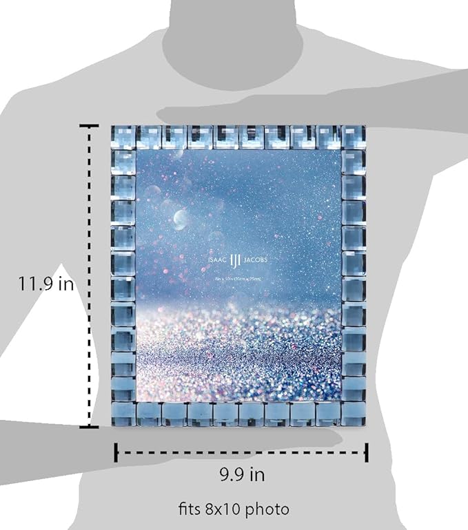 Isaac Jacobs Decorative Sparkling Navy Jewel Picture Frame, Photo Display & - Image 3