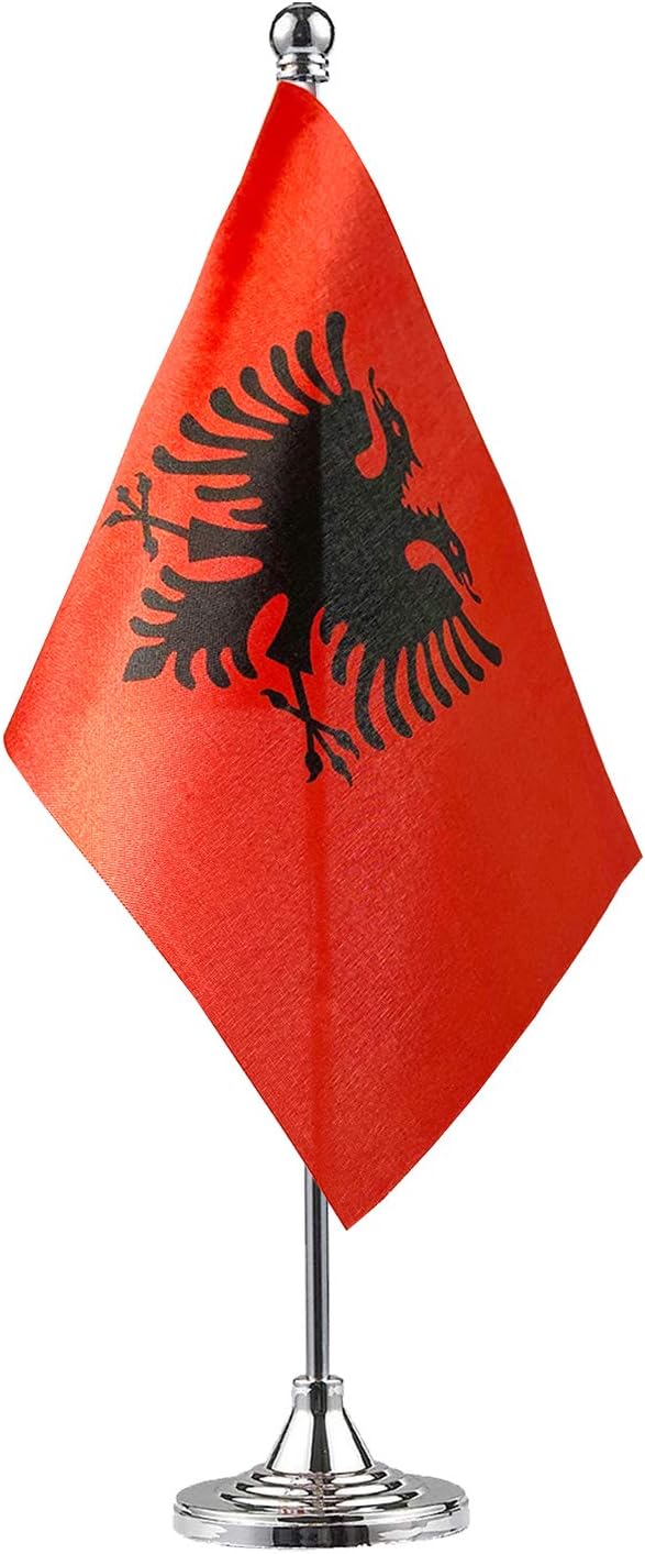 GentleGirl.USA Albania Table Flags Stick Small Mini Albania Flag Office Desk by GentleGirl