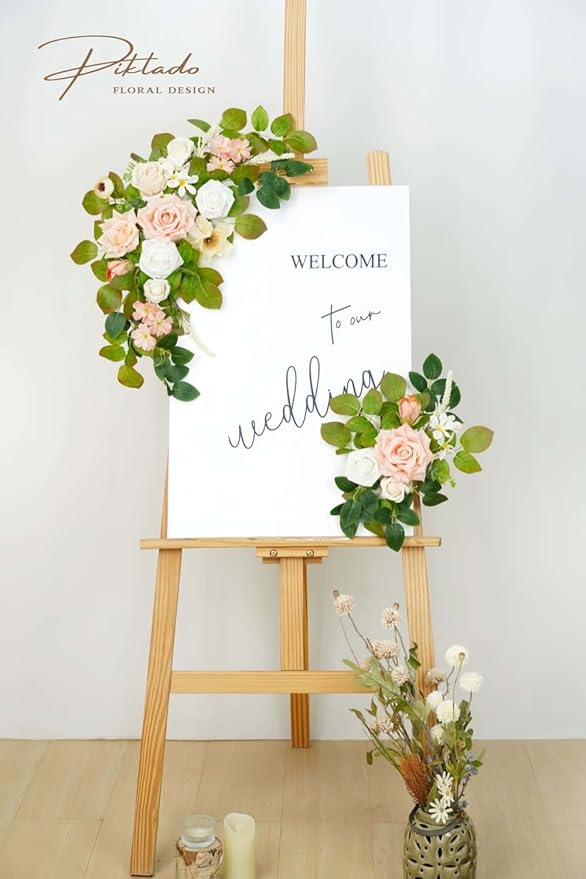 Wedding decor Welcome Sign Flower Backdrop Garland - Image 2