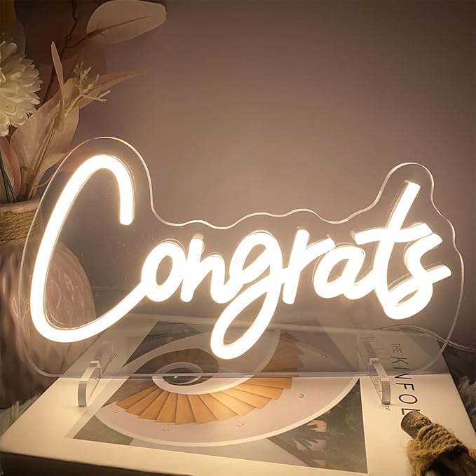 Congrats Table Number Neon Sign Desk Lamp Night Light Wedding Letter LED Neon - Image 4