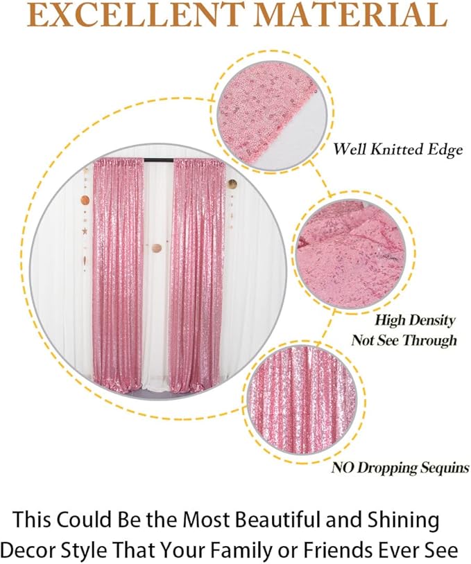 ShiDianYi Sequin Curtain Backdrop 2 Panels 4FTx6FT Fuchsia Pink Backdrop - Image 4