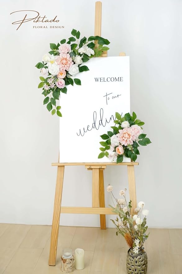 Wedding Decor Welcome Sign Flower Backdrop Garland - Image 2