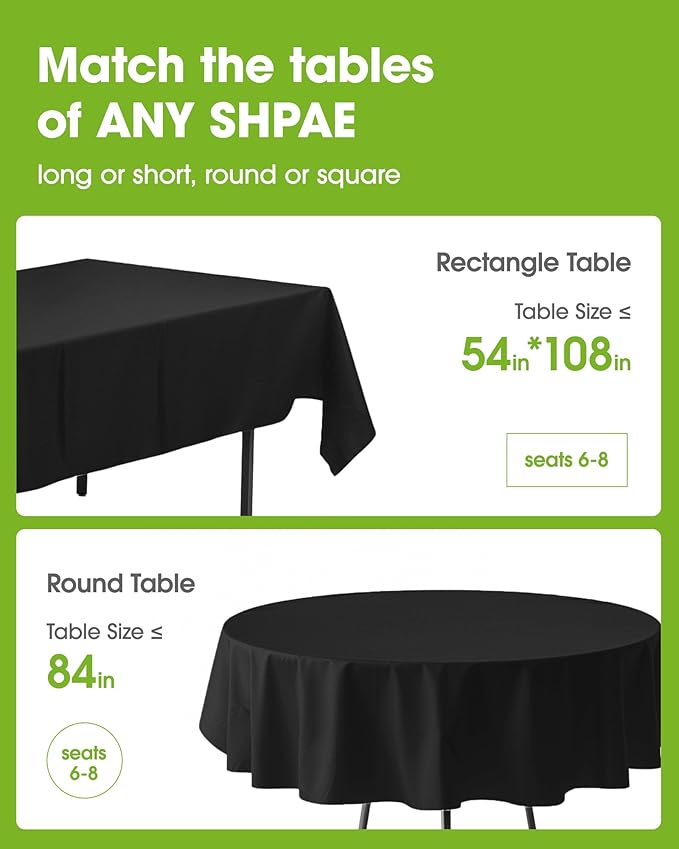 Pureegg Plastic Table Cloth Disposable 10 Pack, 54 x 108 Inch Table Cloths - Image 2
