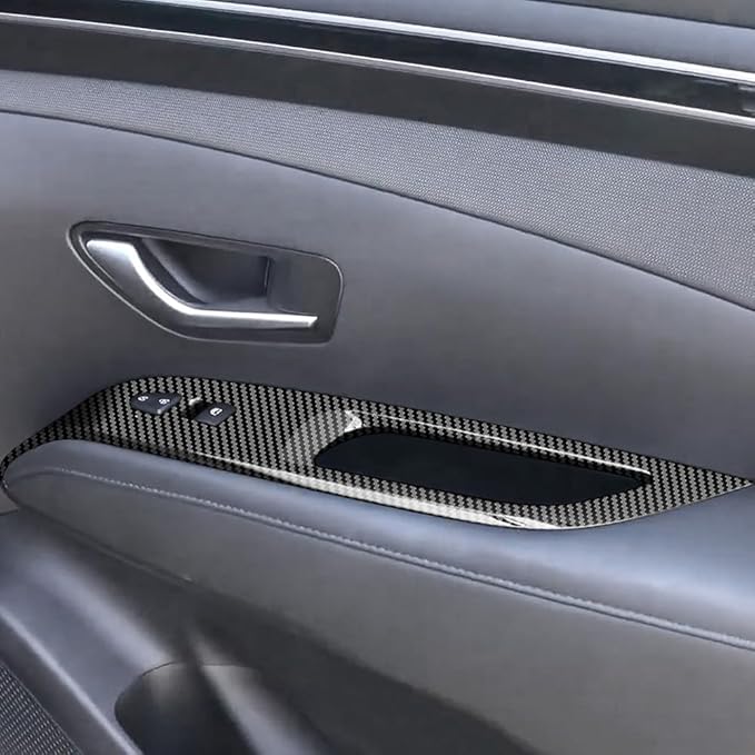 4pcs Carbon Fiber Style Front Rear Doors Window Glass Lift Switch Panel Cover - Image 4