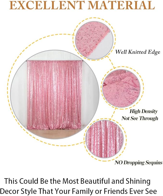 ShiDianYi Sequin Backdrop Fuchsia Pink 2 Panels 4FTx10FT Backdrop - Image 6